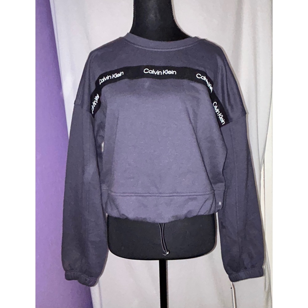 Calvin Klein Performance Women's Logo Tape Cropped Sweatshirt Pullover Top
